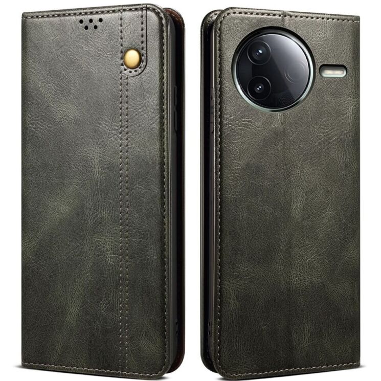 Защитный чехол UniCase Leather Wallet для Xiaomi Poco F7 Ultra - Green: фото 1 из 7