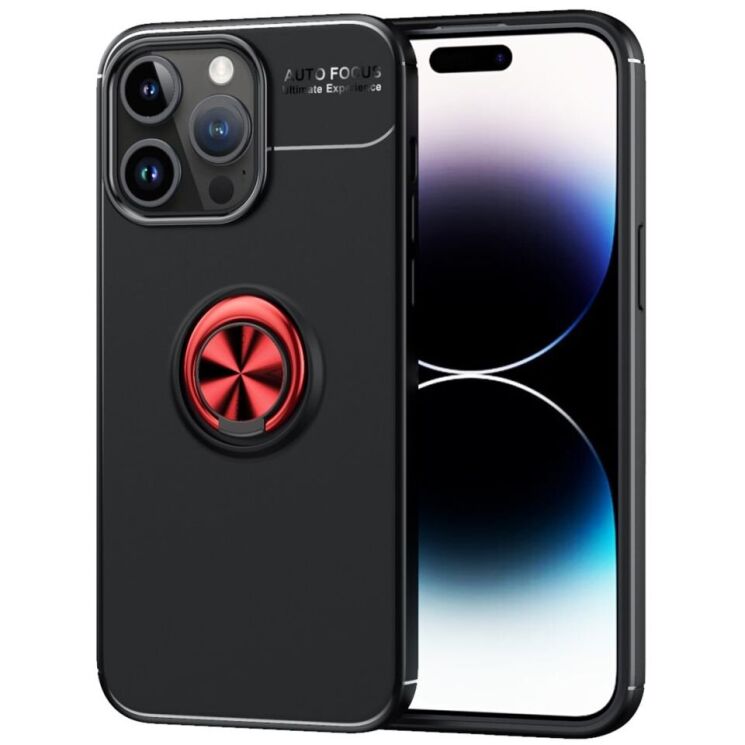 Захисний чохол UniCase Magnetic Ring для Apple iPhone 15 Pro Max - Black / Red: фото 1 з 12