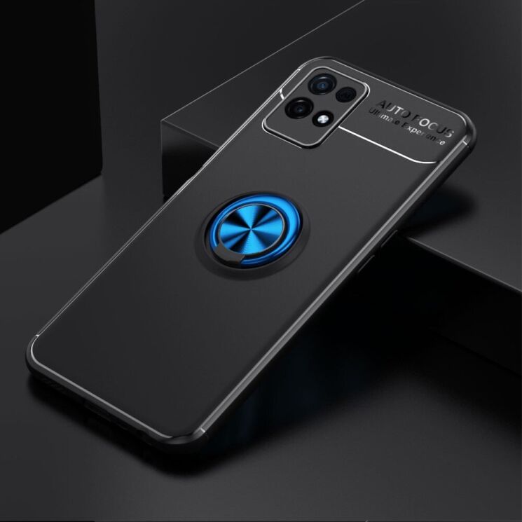 Захисний чохол UniCase Magnetic Ring для Realme 8i / Realme Narzo 50 - Black / Blue: фото 2 з 10