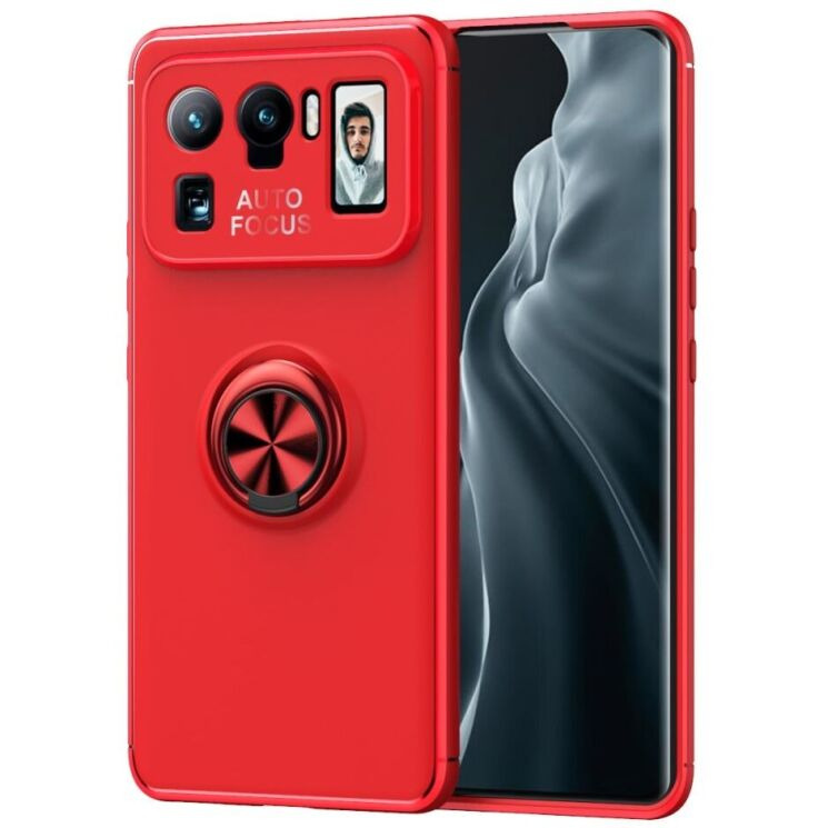 Чехол с магнитным кольцом UniCase Magnetic Ring для Xiaomi Mi 11 Ultra - Red: фото 1 из 11