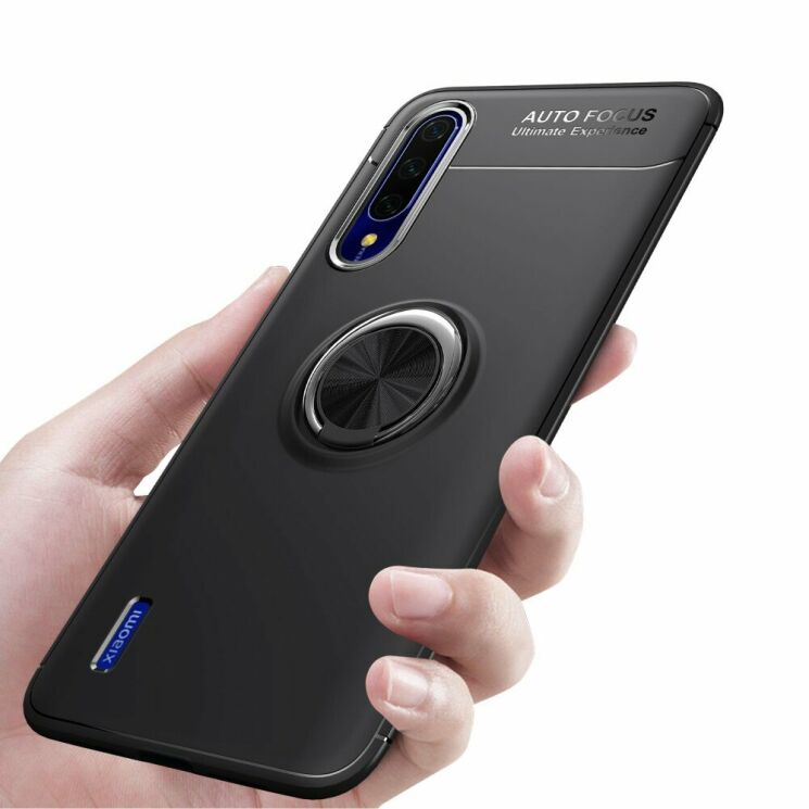 Чехол с магнитным кольцом UniCase Magnetic Ring для Xiaomi Mi 9 Lite / Mi CC9 - All Black: фото 7 из 15