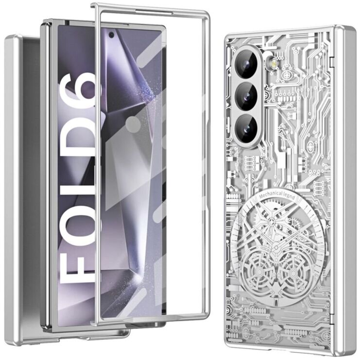 Защитный чехол UniCase Mechanical Legend для Samsung Galaxy Fold 6 - Silver: фото 1 из 7