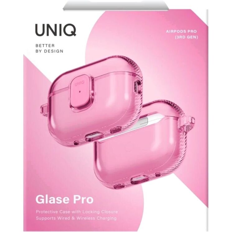 Защитный чехол UNIQ Glase Pro для AirPods Pro 3 (UNIQ-AIRPODSPRO3-GLSPCPNK) - Pink: фото 5 из 10