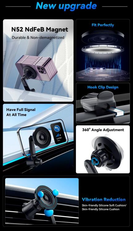 Автомобільний тримач ESSAGER Berlin Magnetic Model (EZJCFK-BL01-Z) - Black (982713B) Автомобільний тримач ESSAGER Berlin Magnetic Model (EZJCFK-BL01-Z) - Black: фото 6 з 14
