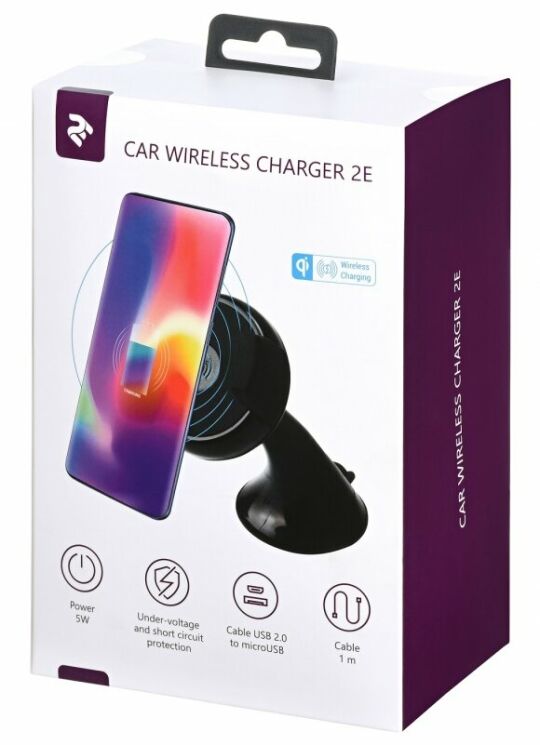 Автомобільний тримач з Бездротовий 2E Car Mount Rotating Wireless Charger - Black: фото 7 з 8