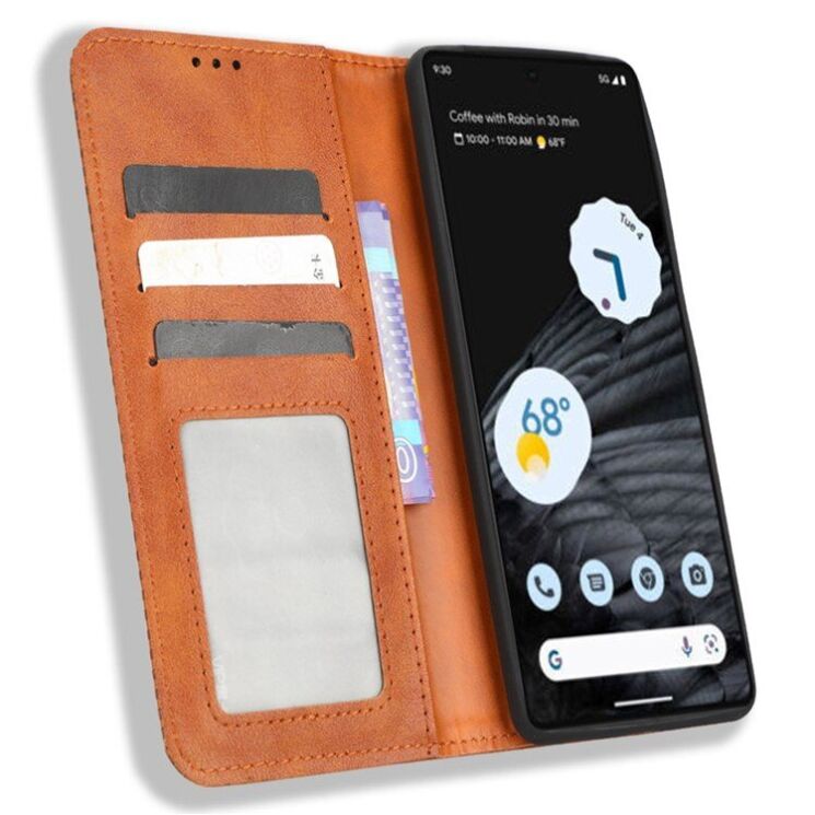 Чехол Deexe Retro Style для Google Pixel 7 Pro - Brown: фото 2 из 7