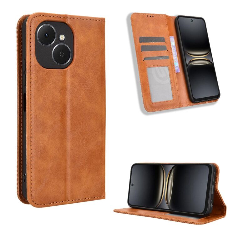 Чехол-книжка Deexe Retro Style для TECNO Spark 40C - Brown: фото 2 из 18