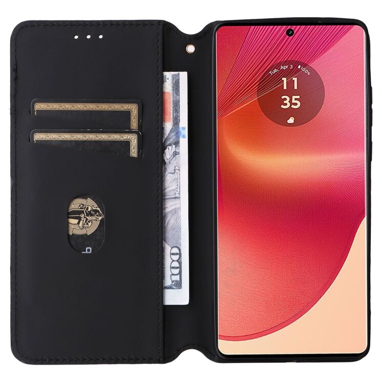Чехол Deexe Rhombus Book для Motorola Edge 50 Fusion - Black: фото 2 из 9