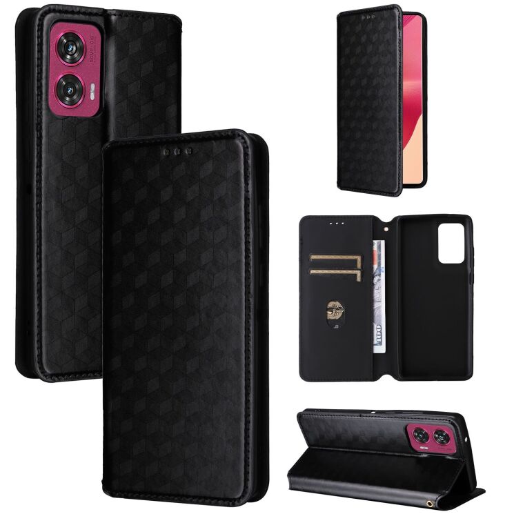 Чехол Deexe Rhombus Book для Motorola Edge 50 Fusion - Black: фото 6 из 9