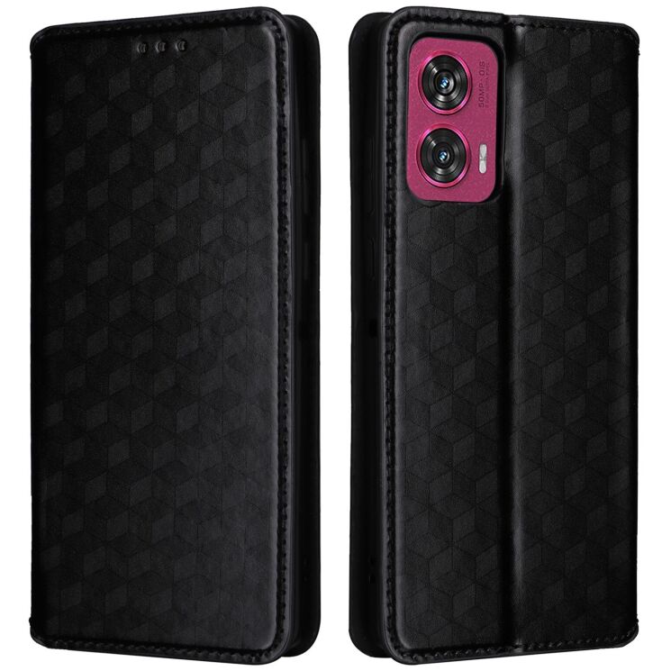 Чехол Deexe Rhombus Book для Motorola Edge 50 Fusion - Black: фото 1 из 9