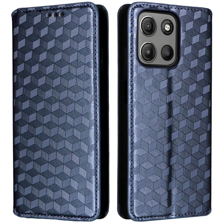 Чехол Deexe Rhombus Book для Motorola Moto G15 / G15 Power - Blue: фото 1 из 10