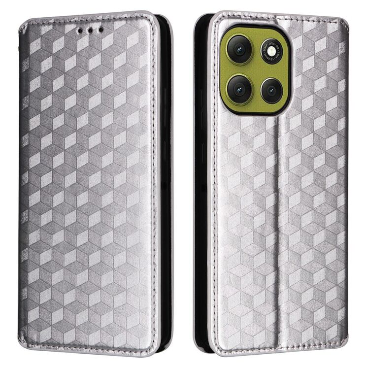 Чохол Deexe Rhombus Book для Motorola Moto G86 - Silver: фото 1 з 10