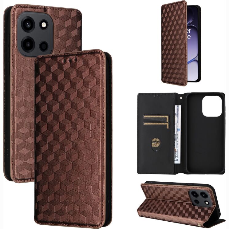 Чохол Deexe Rhombus Book для OnePlus Nord 6 - Brown: фото 8 з 10