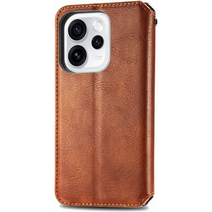 Чохол Deexe Rhombus Wallet для OPPO Reno 15 Pro - Brown: фото 5 з 8