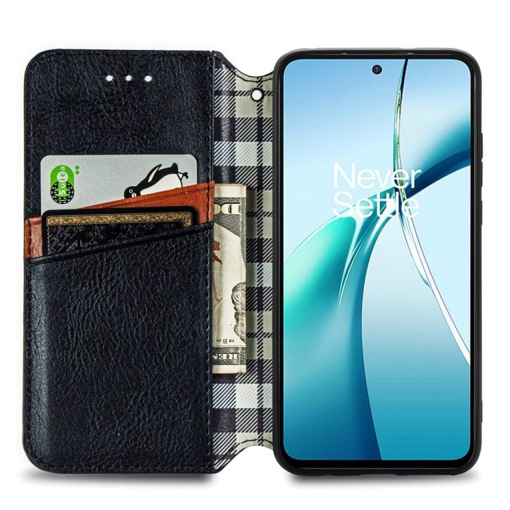 Чехол Deexe Rhombus Wallet для Realme C75 - Black: фото 3 из 9