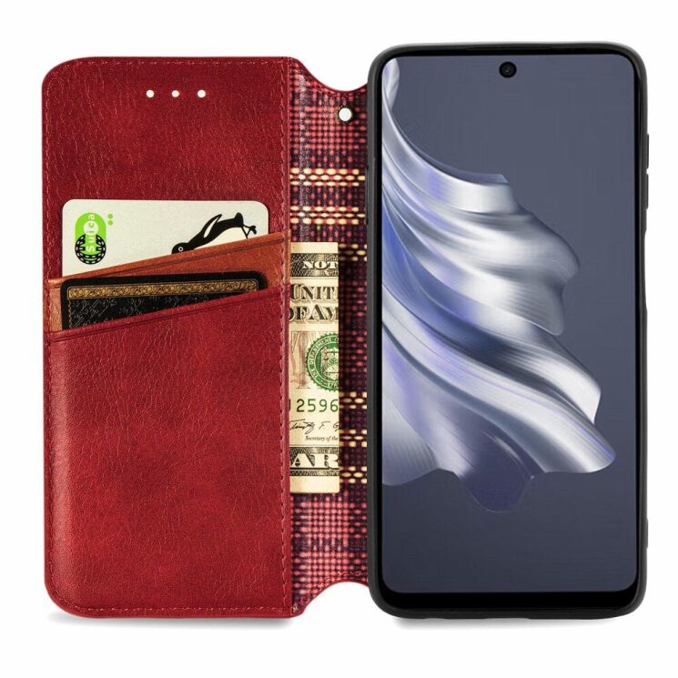 Чехол Deexe Rhombus Wallet для TECNO Spark 20 Pro - Red: фото 2 из 6