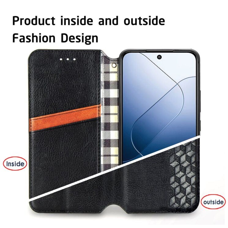 Чехол Deexe Rhombus Wallet для Xiaomi 14T Pro - Black: фото 8 из 9