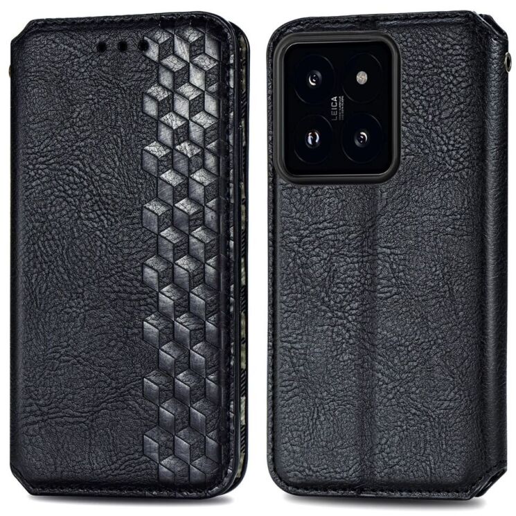 Чехол Deexe Rhombus Wallet для Xiaomi 14T Pro - Black: фото 1 из 9