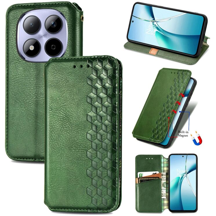 Чохол Deexe Rhombus Wallet для Xiaomi Redmi Note 15 Pro 5G - Green: фото 4 з 11