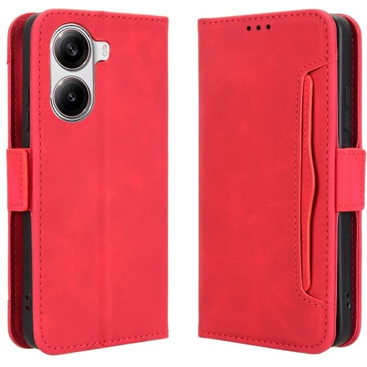 Чехол Deexe Wallet Stand для Xiaomi Poco X7 Pro - Red: фото 1 из 7