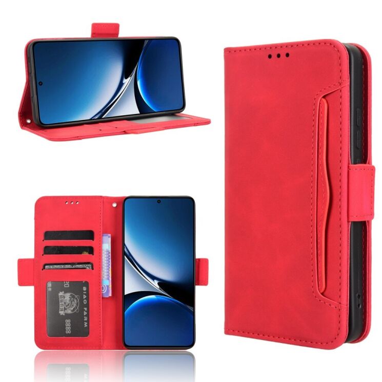 Чехол Deexe Wallet Stand для Xiaomi Poco X7 Pro - Red: фото 7 из 7