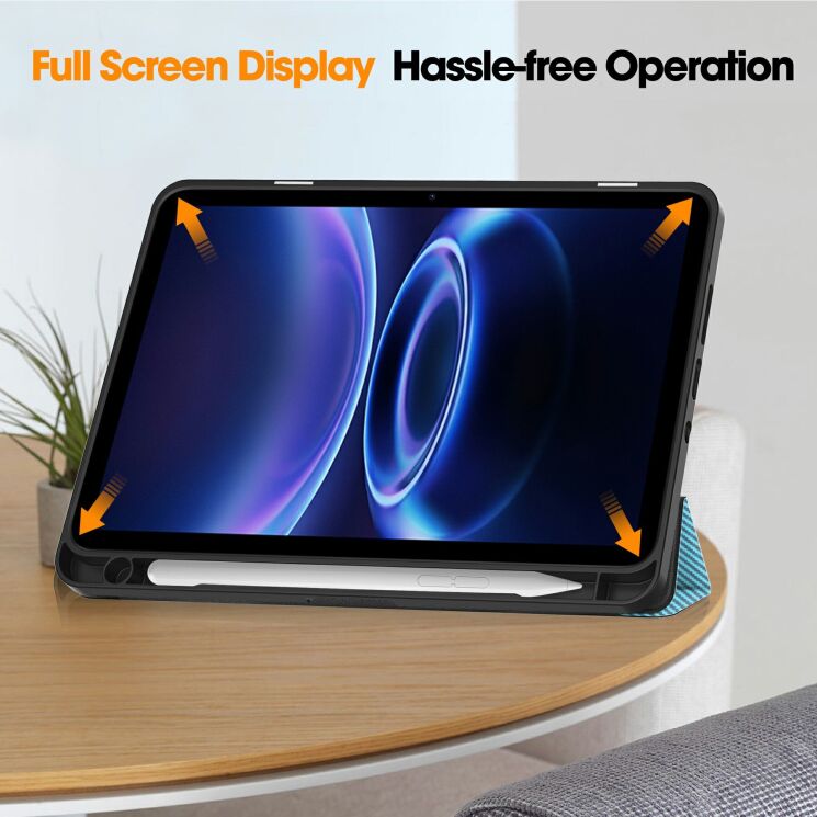 Чохол-книжка Deexe Carbon Folio для Xiaomi Redmi Pad 2 SE / Pad 2 9.7 - Brown: фото 9 з 11