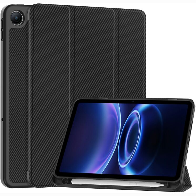 Чохол-книжка Deexe Carbon Folio для Xiaomi Redmi Pad 2 SE / Pad 2 9.7 - Black: фото 1 з 11