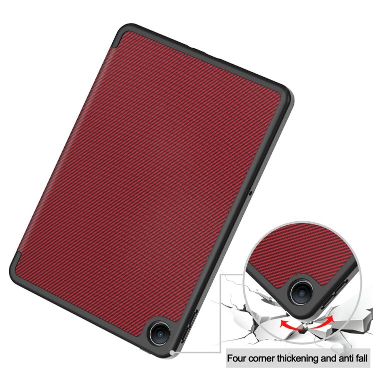 Чохол-книжка Deexe Carbon Folio для Xiaomi Redmi Pad 2 SE / Pad 2 9.7 - Brown: фото 10 з 11