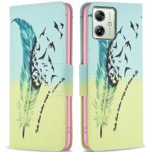 Чохол-книжка Deexe Color Wallet для Motorola Moto G54 / G54 Power - Feather and Birds: фото 1 з 7