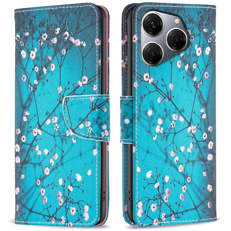 Чохол-книжка Deexe Color Wallet для TECNO Spark 20 Pro - Plum Blossom: фото 1 з 7