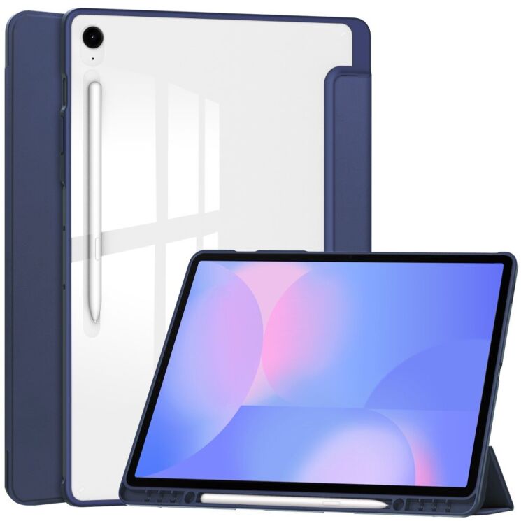 Чехол-книжка Deexe Crystal Back для Samsung Galaxy Tab S10 FE Plus - Dark Blue: фото 1 из 8