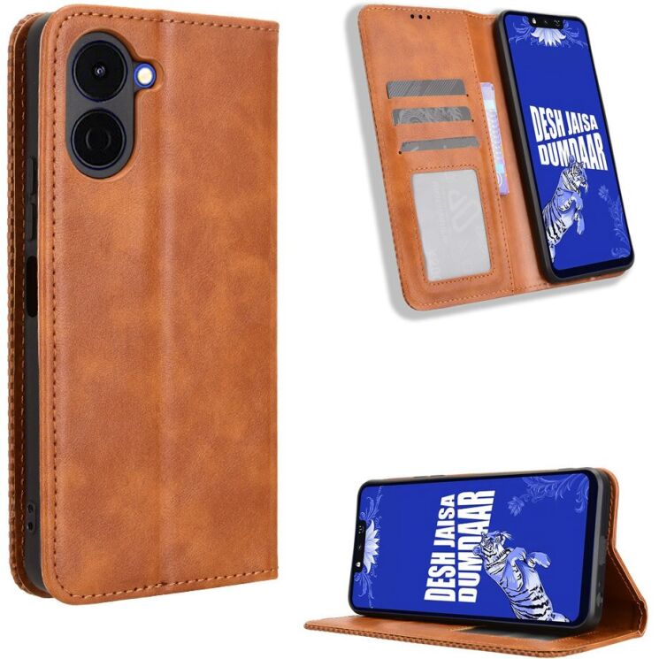Чехол-книжка Deexe Retro Style для TECNO Spark Go 3 - Brown: фото 2 из 20