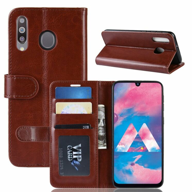 Классический чехол-книжка Deexe Wallet Style для Samsung Galaxy M30 (M305) / A40s (A407) - Brown: фото 8 из 8