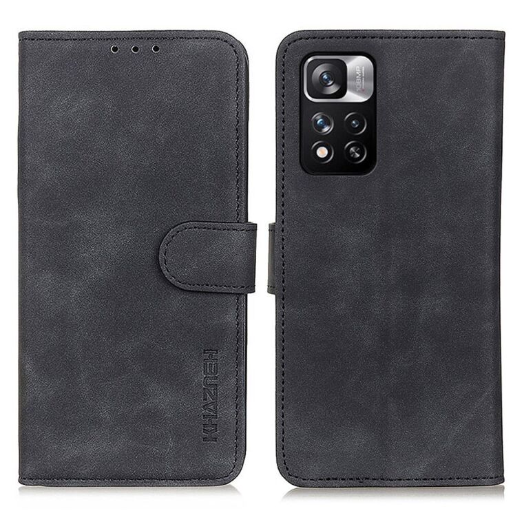 Чохол-книжка з застібкою KHAZNEH Retro Wallet для Xiaomi Redmi Note 11 Pro (Chinese) / Note 11 Pro+ - Black: фото 1 з 8
