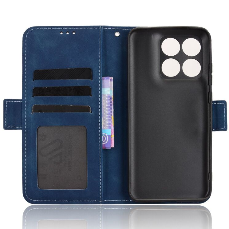 Чехол-книжка с карманами Deexe Wallet Stand для Motorola Edge 70 Fusion - Blue: фото 4 из 15