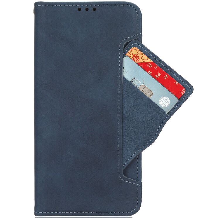 Чехол-книжка с карманами Deexe Wallet Stand для Motorola Edge 70 Fusion - Blue: фото 3 из 15