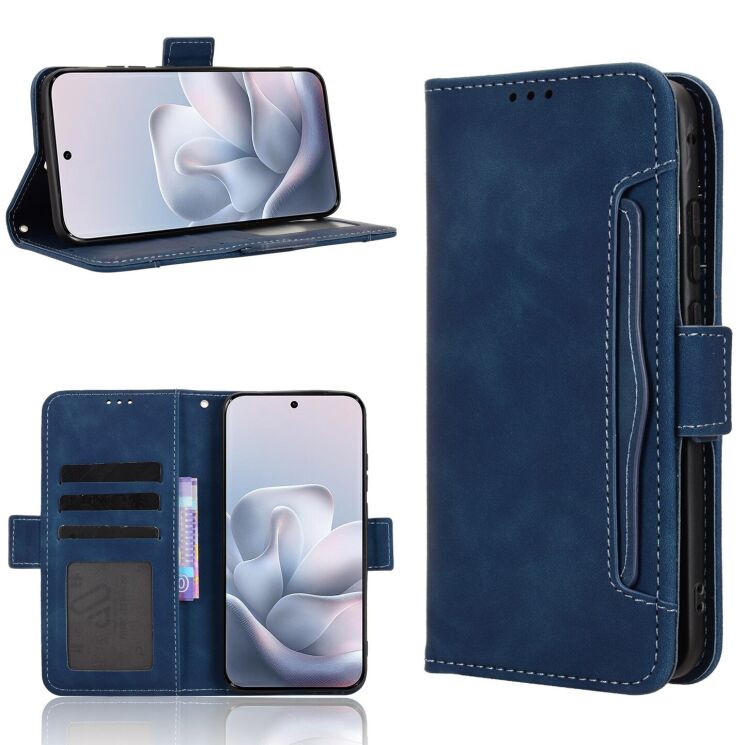 Чехол-книжка с карманами Deexe Wallet Stand для Motorola Edge 70 Fusion - Blue: фото 8 из 15