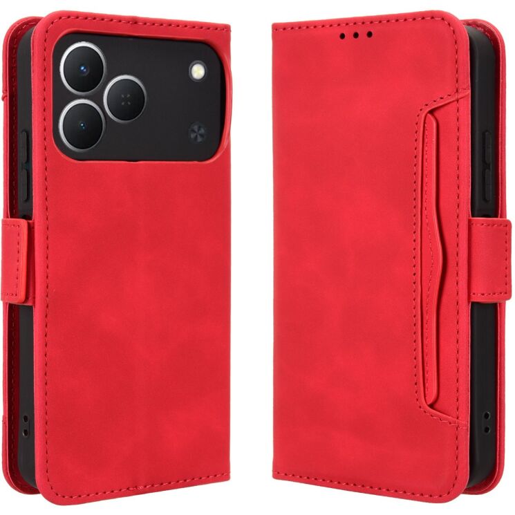 Чехол-книжка с карманами Deexe Wallet Stand для TECNO Spark 50 - Red: фото 1 из 17