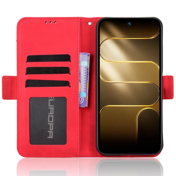 Чехол-книжка с карманами Deexe Wallet Stand для TECNO Spark 50 - Red: фото 5 из 17