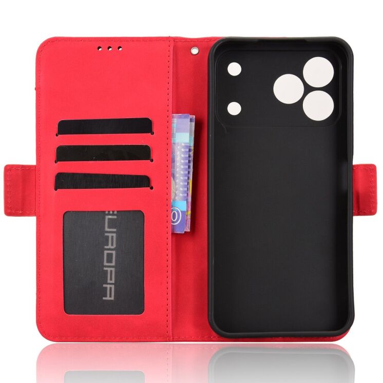 Чехол-книжка с карманами Deexe Wallet Stand для TECNO Spark 50 - Red: фото 4 из 17