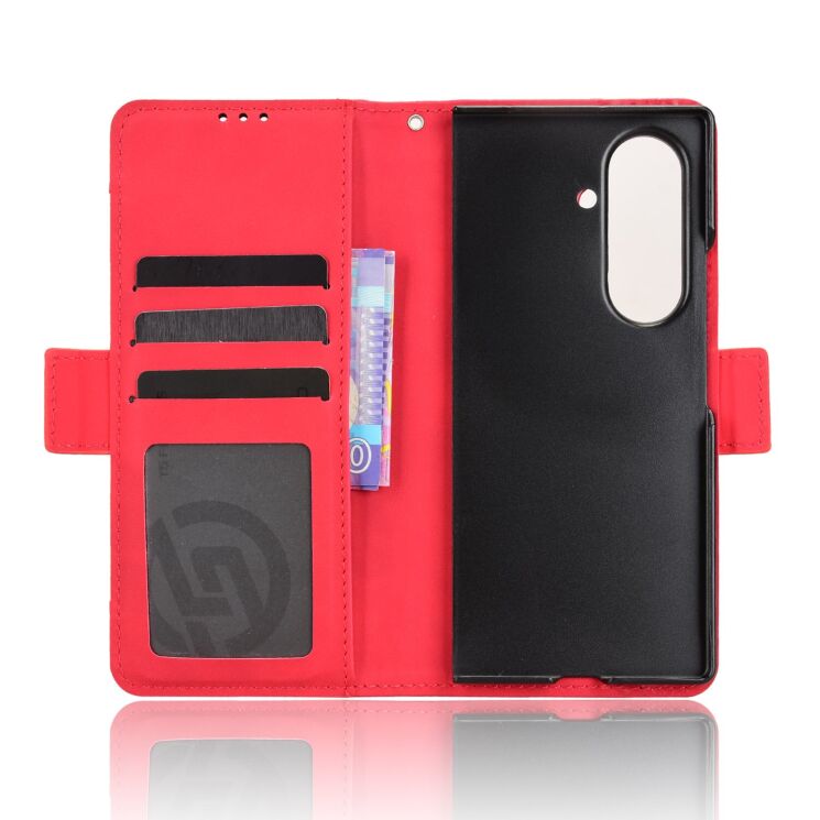 Чехол-книжка с карманами Deexe Wallet Stand (FF) для Samsung Galaxy Fold 8 Ultra - Red: фото 4 из 8