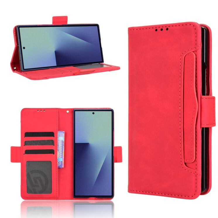 Чехол-книжка с карманами Deexe Wallet Stand (FF) для Samsung Galaxy Fold 8 Ultra - Red: фото 8 из 8