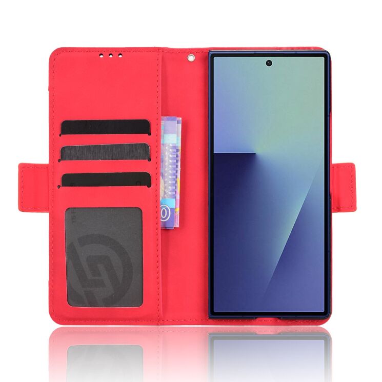 Чехол-книжка с карманами Deexe Wallet Stand (FF) для Samsung Galaxy Fold 8 Ultra - Red: фото 2 из 8