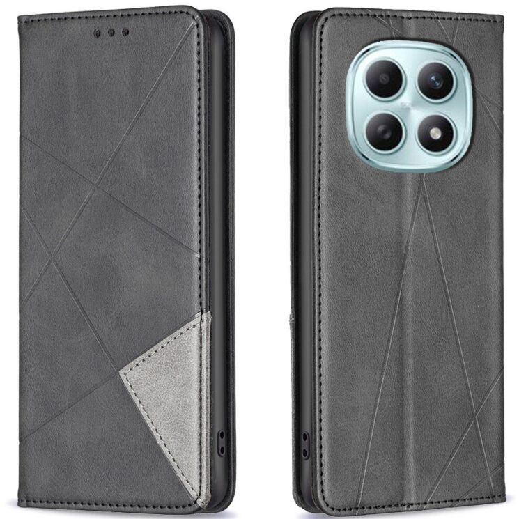 Чехол-книжка с карманами UniCase Geometric Pattern для Xiaomi Redmi Note 15 Pro Plus / Poco M8 Pro 5G - Black: фото 1 из 10