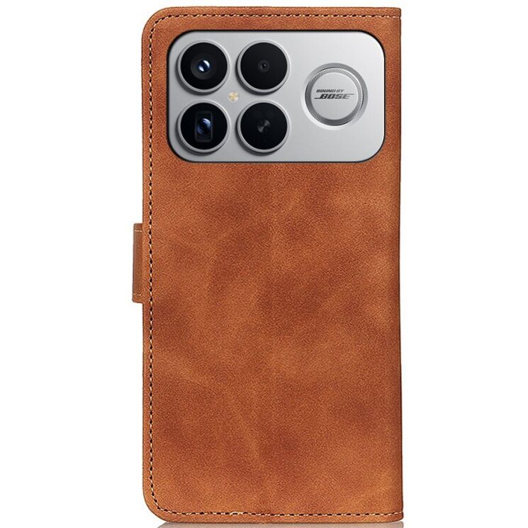 Чехол-книжка с застежкой KHAZNEH Retro Wallet для Xiaomi Poco F8 Ultra - Brown: фото 4 из 9