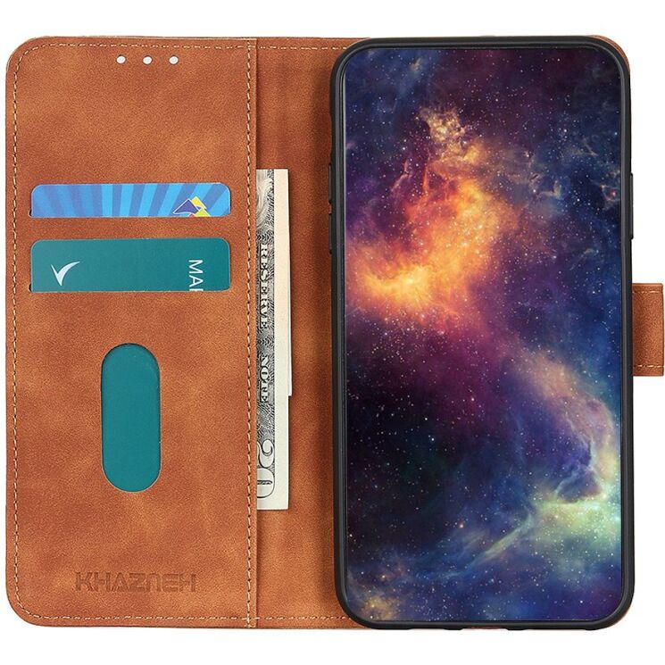 Чехол-книжка с застежкой KHAZNEH Retro Wallet для Xiaomi Poco X8 Pro Max - Brown: фото 3 из 8