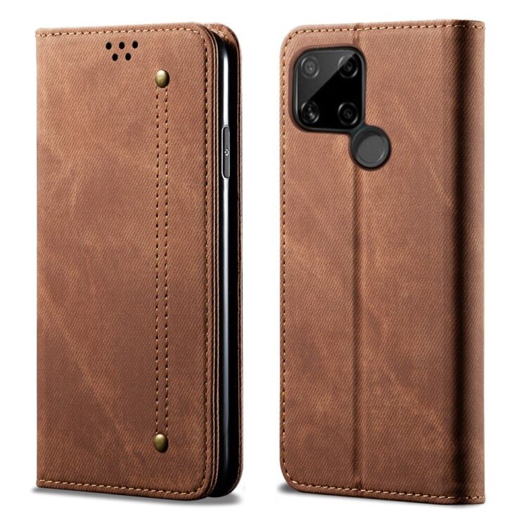 Чохол-книжка з кишеньками UniCase Jeans Wallet для Realme C21 - Red: фото 1 з 13