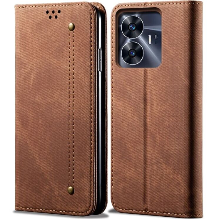 Чохол-книжка UniCase Jeans Wallet для Realme C55 - Brown: фото 1 з 8