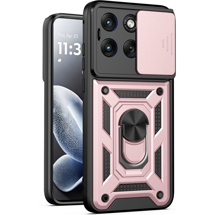 Чехол с защитой камеры Deexe Armor Shield для Motorola Edge 70 Fusion - Rose Gold: фото 1 из 9