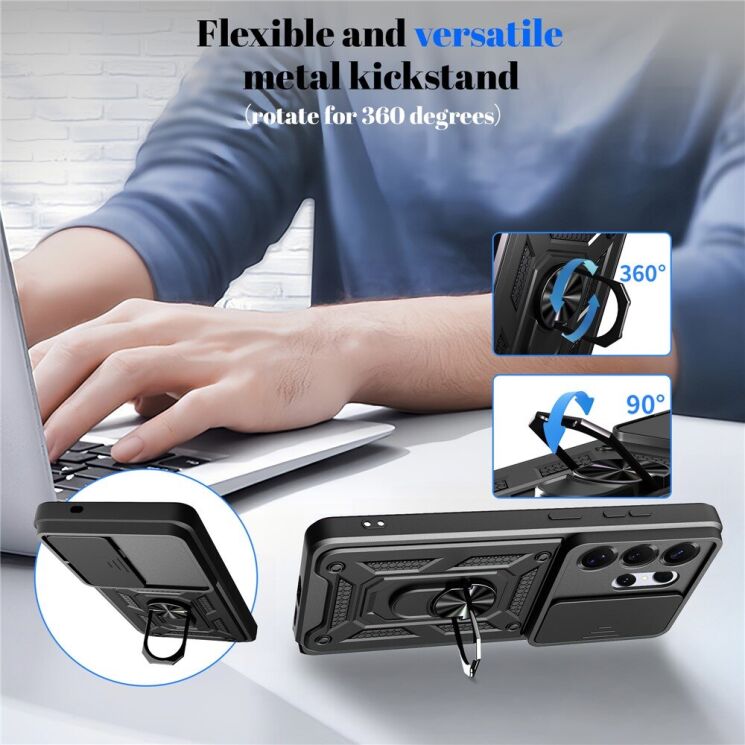 Чехол с защитой камеры Deexe Armor Shield для Samsung Galaxy S26 Ultra - Silver: фото 4 из 8